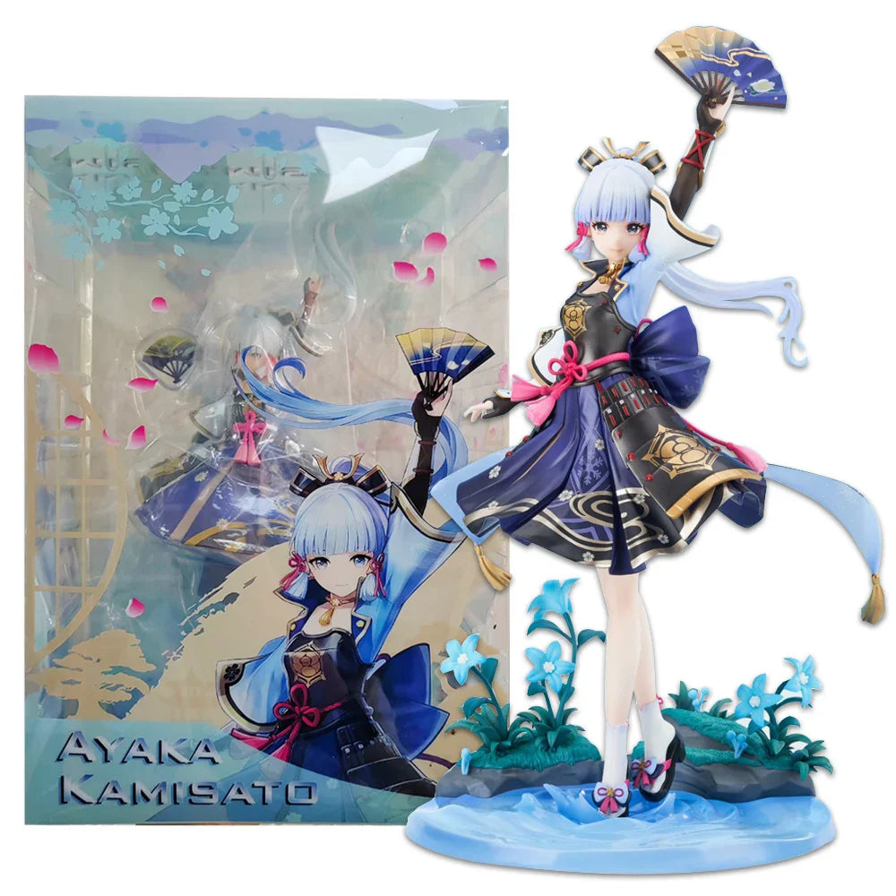 25CM Anime Spiel Genshin Impact Kamisato Ayaka Figur Reiher Shuanghua Stehende Szene Modell Spielzeug Geschenk Sammlung Actionfigur