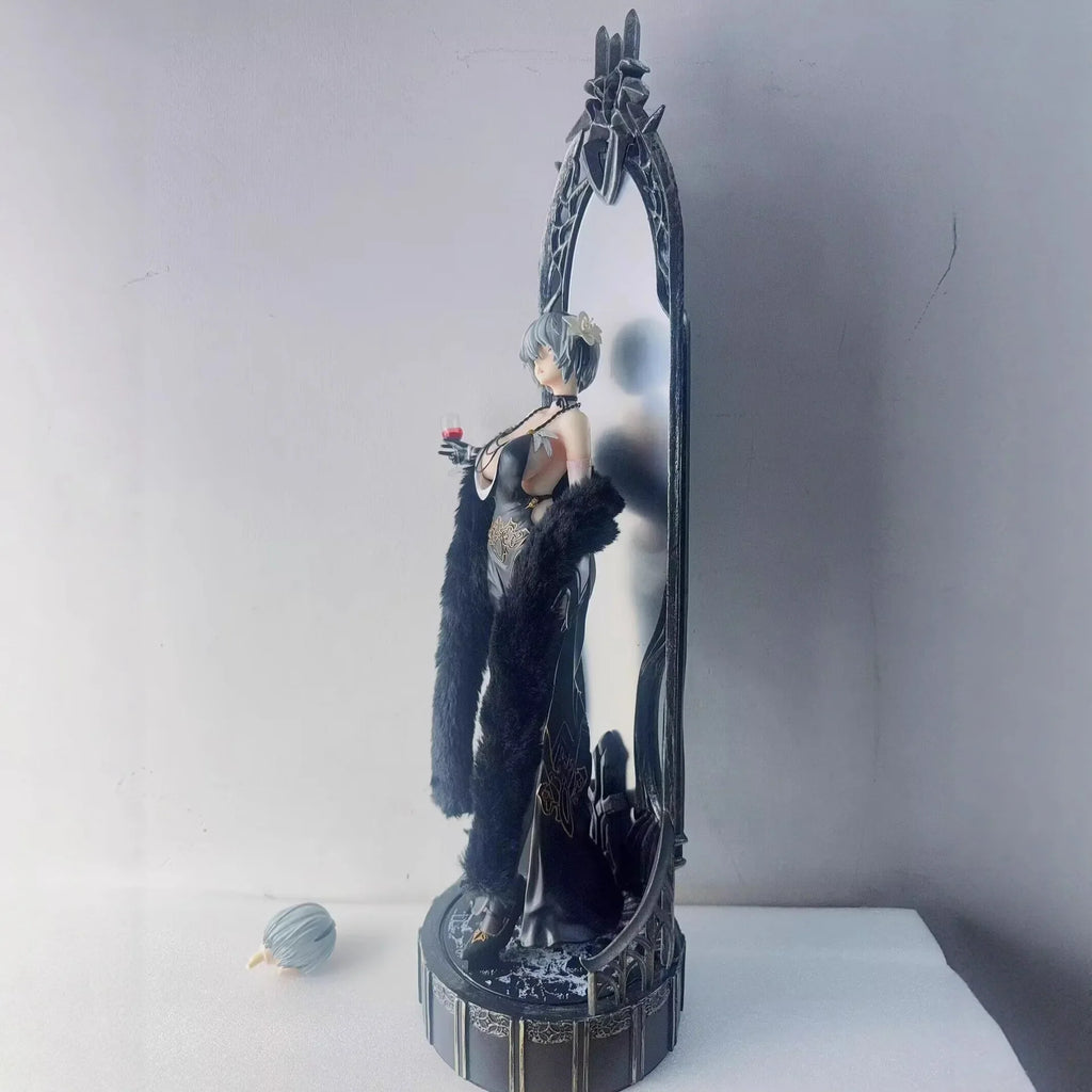 60cm NieR Automata 2B Night Banquet Dress Ver. Dual Head GK Figure Mirror Base Anime Girl Collectible Model Statue