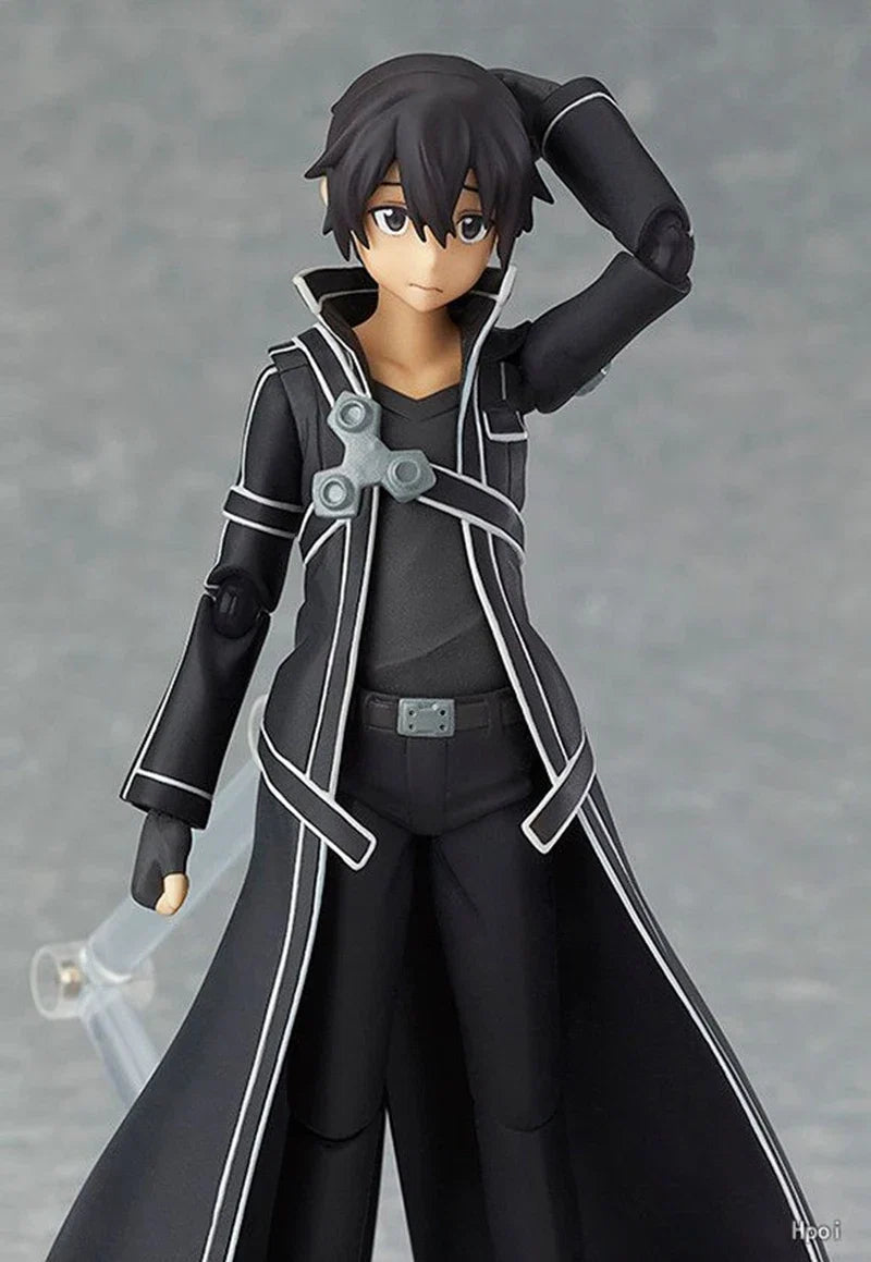 14CM Anime Game Figure Japanese Anime  Sword Art Online Kirito Can Change Face Battle Suit Standing Model Dolls Toy PVC