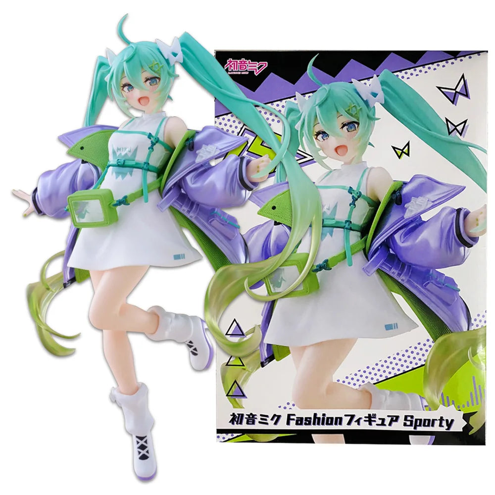 18CM Anime Hatsune Miku Fashion Figure Casual Fashion Series Shoulder Bag Decoration Model Toy Gift Collection Aciton Figure PVC