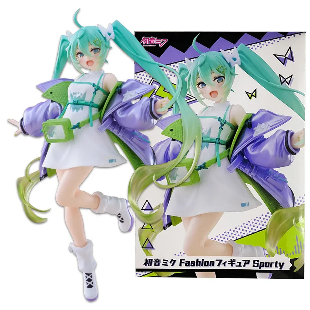 18CM Anime Hatsune Miku Fashion Figure Casual Fashion Series Shoulder Bag Decoration Model Toy Gift Collection Aciton Figure PVC