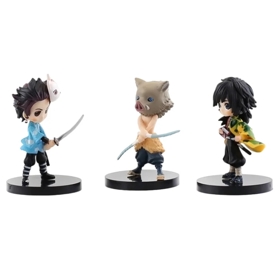 Anime 6Pcs/set Demon Slayer Figure Kimetsu No Yaiba PVC Q Posket Kamado Tanjirou Kamado Nezuko Agatsuma Kids In Stock Toys Gift