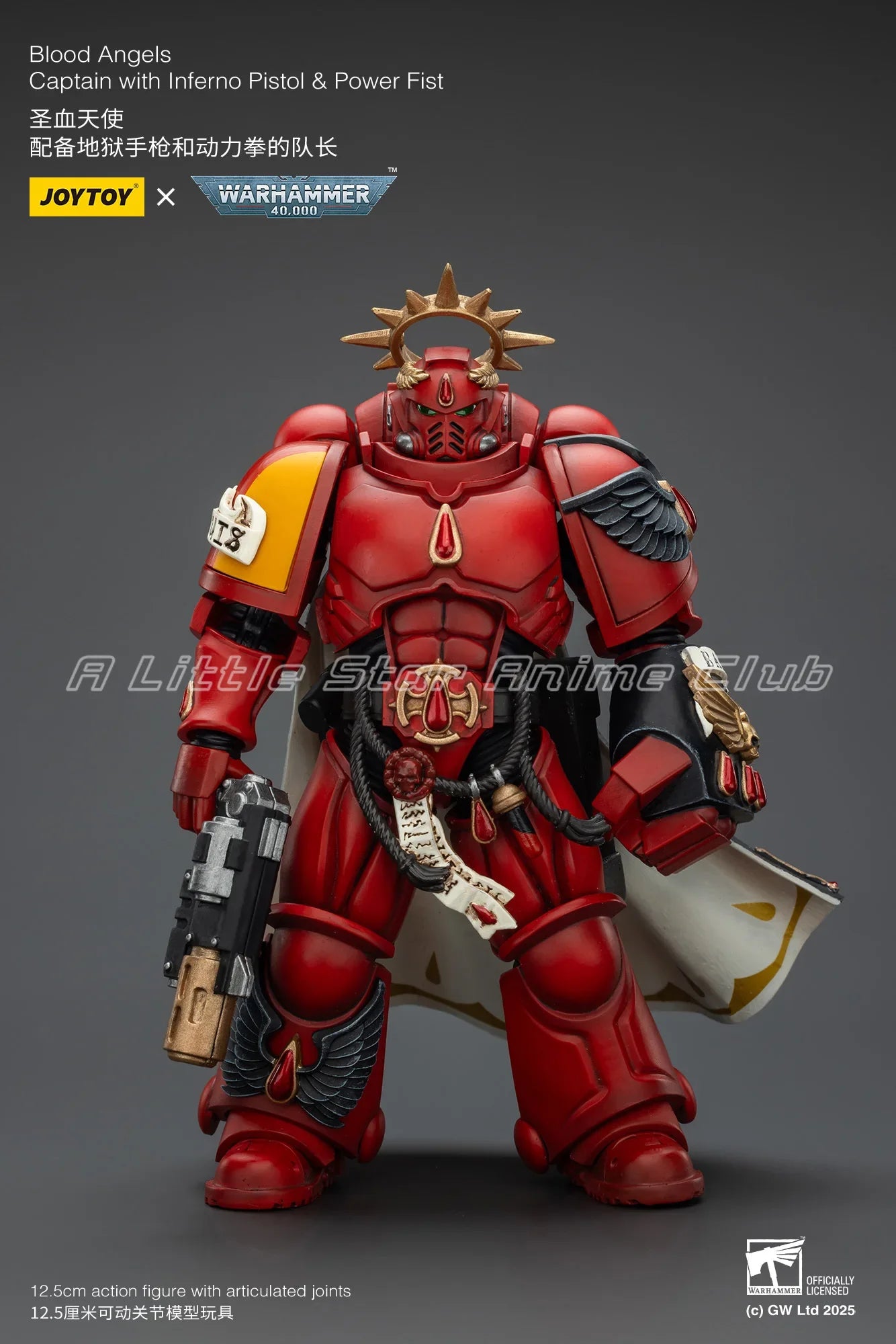 1/18 Action Figure JOYTOY Warhammer 40000 Blood Angels Captain with Inferno Pistol & Power Fist