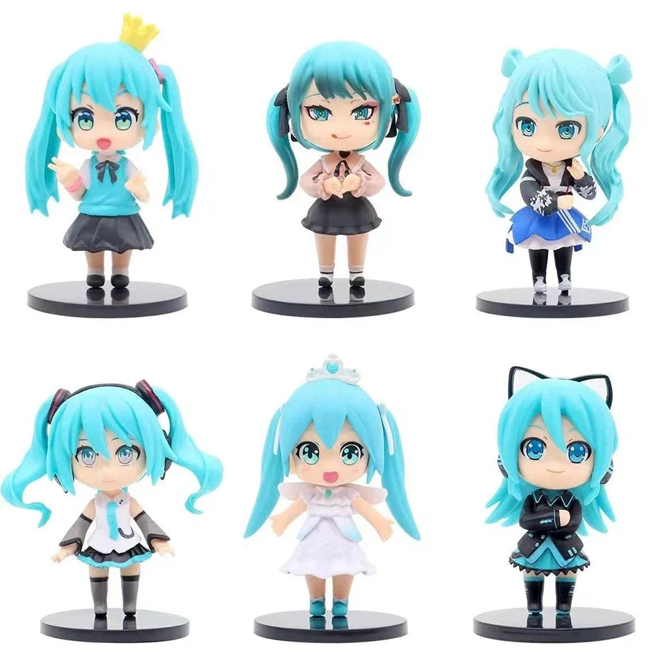 6Pcs/set New Anime Hatsune Miku Figure Mini Q Version Series Cinnamoroll Piapro Figure Ornaments Home Desk Decoration Model Toys