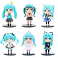 6Pcs/set New Anime Hatsune Miku Figure Mini Q Version Series Cinnamoroll Piapro Figure Ornaments Home Desk Decoration Model Toys