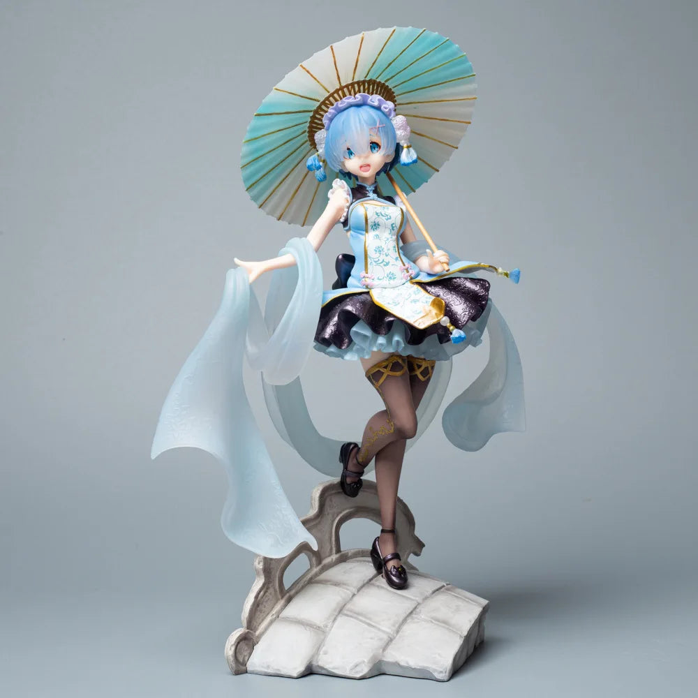 Re:Zero Rem Lolita Style Anime Figure 28cm with Umbrella Desktop Decoration Collectible Action Figure for Gift