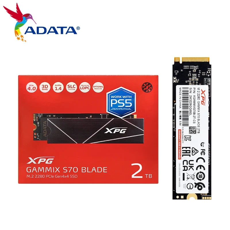 ADATA XPG GAMMIX S70b S70Blade PCIE Original SSD GEN4X4 pcie4.0 M.2 2280 512GB 1TB 2TB 4TB Hard Disk Fo Laptop Desktop  PC PS5
