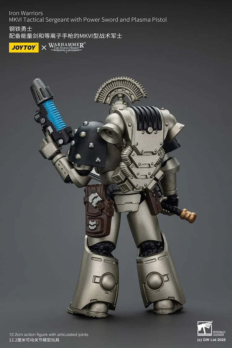 Joytoy Warhammer 1/18 Action Figures Iron Warriors MKVI Tactical Sergeant with Power Sword and Plasma Pistol Model Toy Boy Gifts