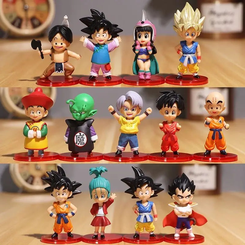 7CM Q-version Dragon Ball Z Super Saiyan Son Goku Anime Figure Vegeta IV Son Gohan Majin Buu Action Figurine Model Gifts Toy