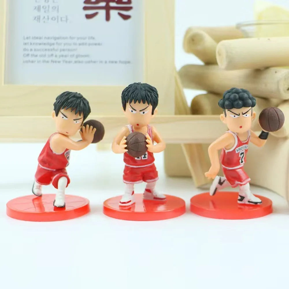 Slam Dunk Q Edition Five Piece Set Sakuragi Hanamichi Ryukawa Maple Shobei Basketball Team Doll Handmade Ornament Car Decoration