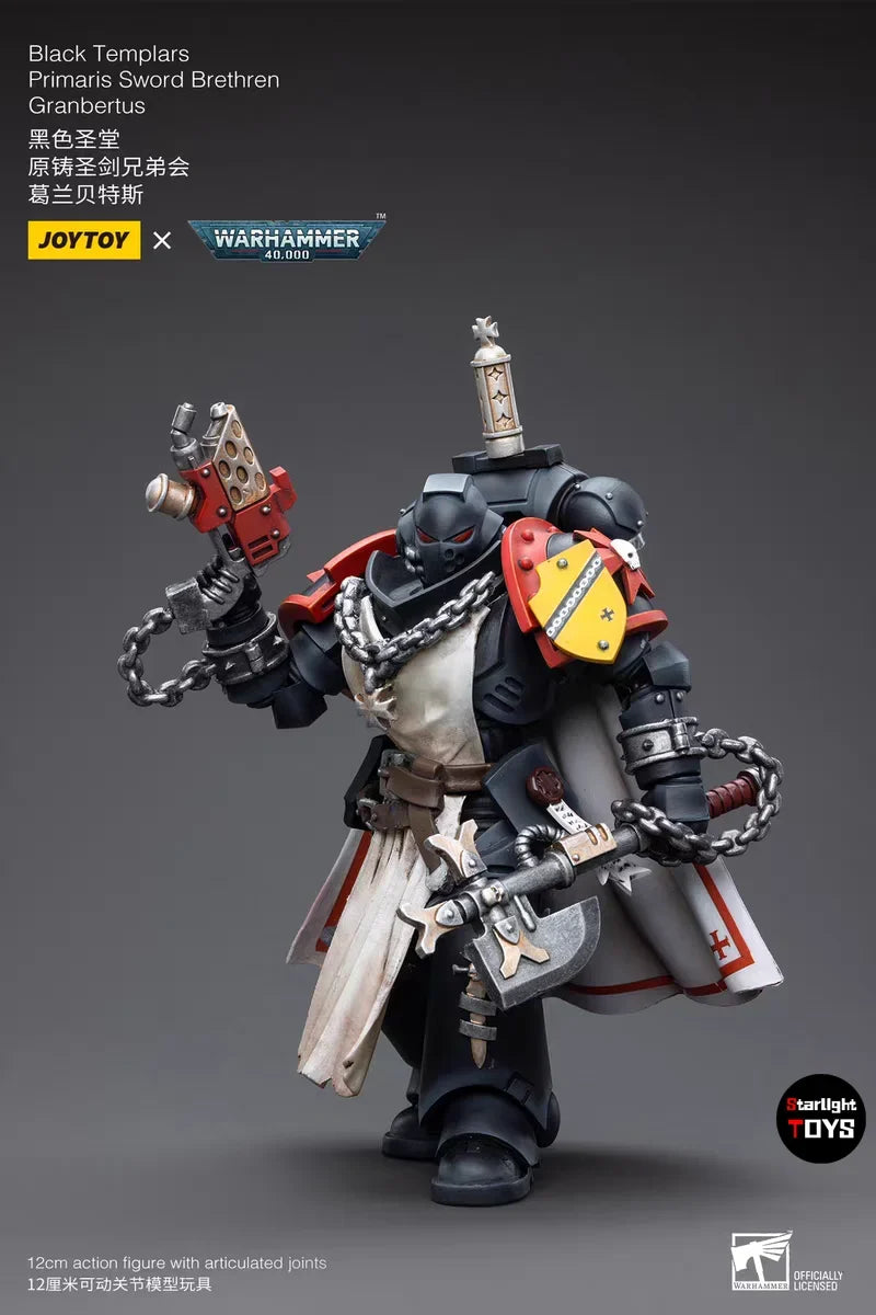 JOYTOY 1/18 Action Figure Black Templars Primaris Sword Brethren Granbertus Toy Model Gift