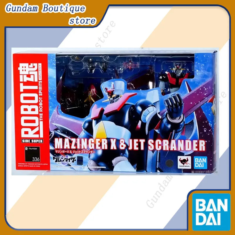 Bandai Genuine THE ROBOT SPIRITS 336 MAZINGER X & JET SCRANDER (GRENDIZER U)Anime Action Figure Collectible Model Toys Gift Kid