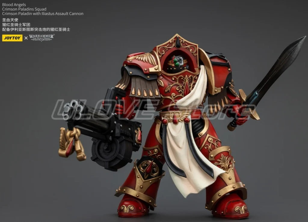 In Stock Original JOYTOY 40K Blood Angels Crimson Paladins SquadCrimson Paladin with Lliastus Assault Cannon 1/18 Action Figure