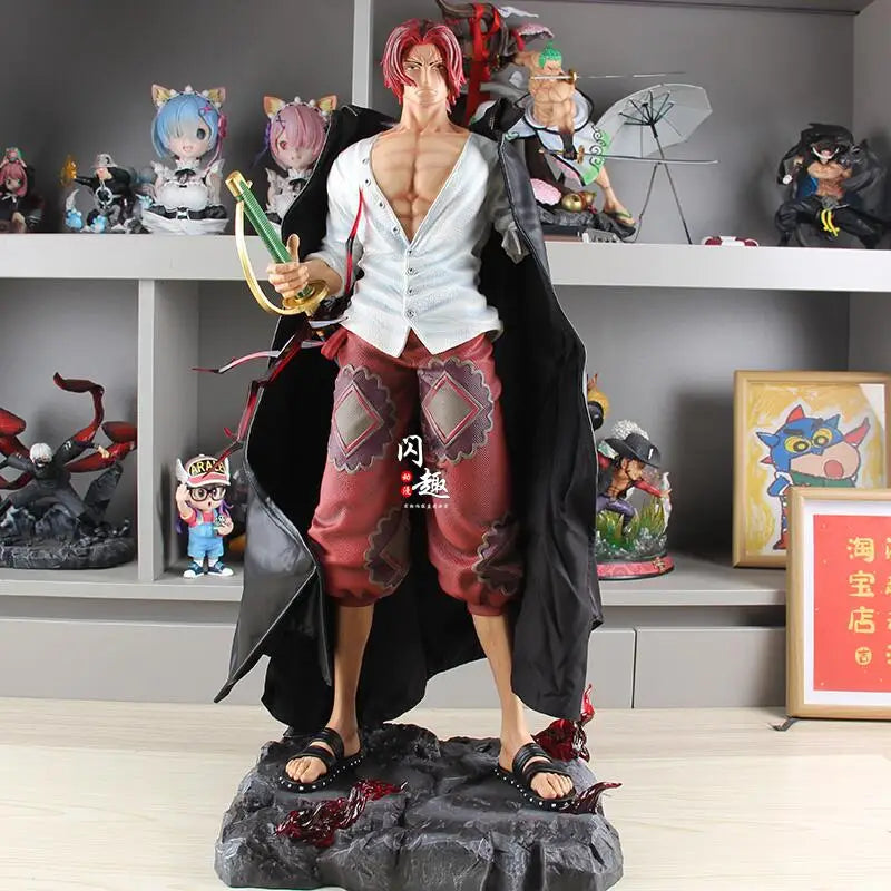 73cm One Piece Shanks Anime Figure Red Yonko Red Hair Shanks Action Figurine Model Pvc Statue Desk Decoration Kids Toy Gifts