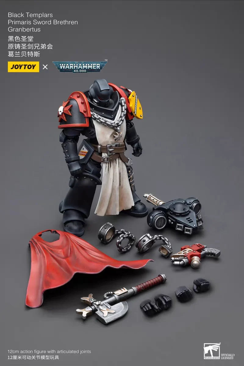 JOYTOY 1/18 Action Figure Black Templars Primaris Sword Brethren Granbertus Toy Model Gift