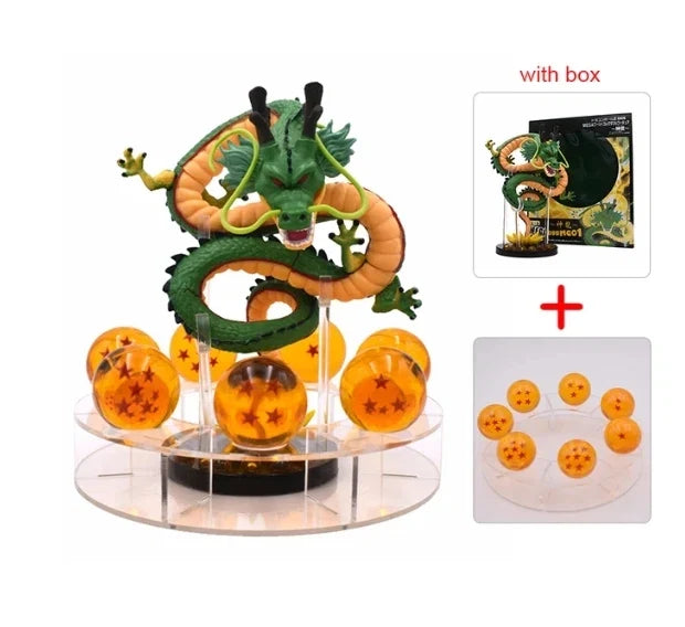 DBZ Anime Shenlong Figures Set Esferas Del Dragon and 7 Stars Dragon Crystal Balls 3.5cm Shelf Figurine Collection Model Toys