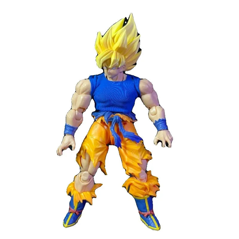 SHF 1/12 Super Saiyan 3 Goku Son Goku Dragon Ball Battle Damaged Top T-Shirt Vest Fit 6'' Men Soldier Action Figure Body