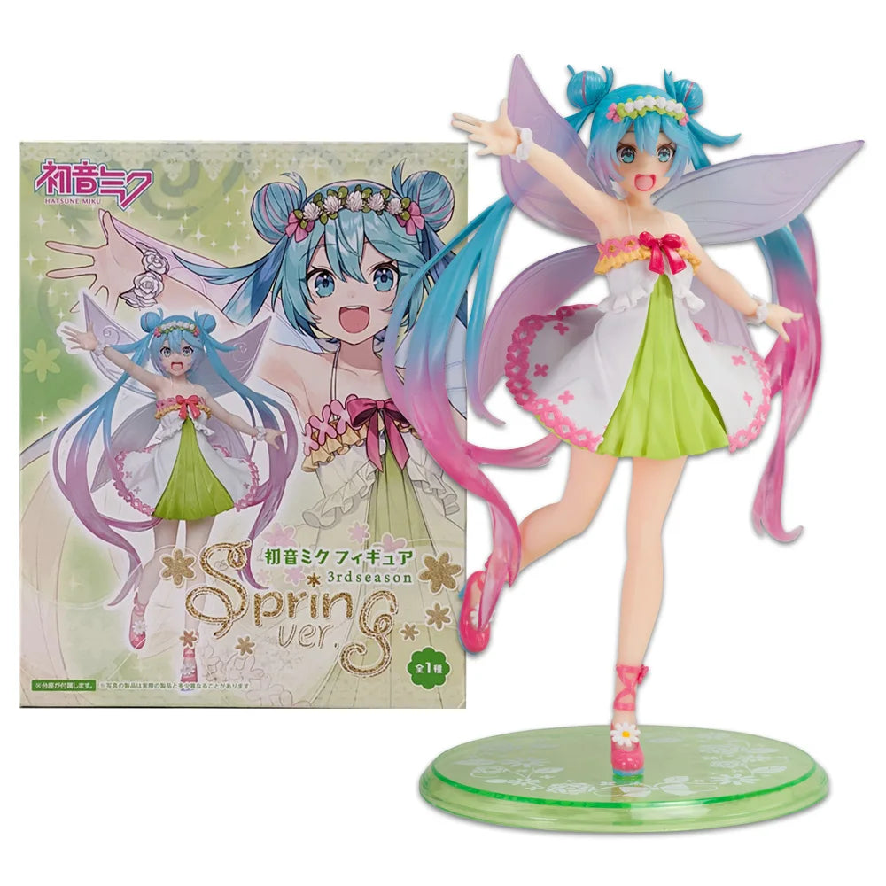 18CM Anime Hatsune Miku Four Seasons Series Spring Spirit Kawayi Dress Dress Up Model Toy Gift Collection Action Figure PVC