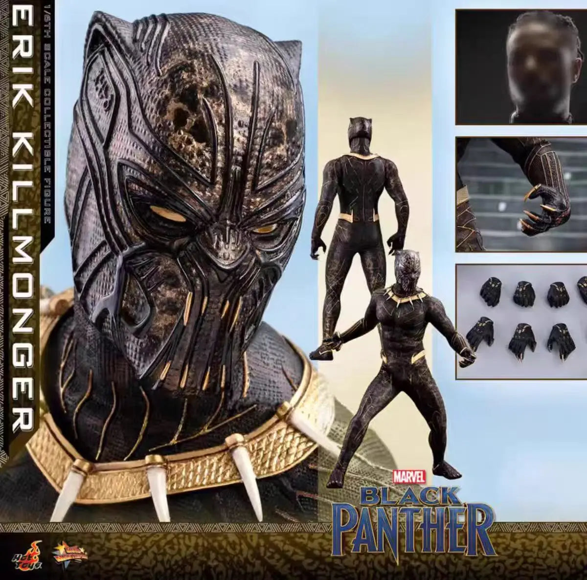 Original Hot Toys Marvel MMS471 Black Panther Killmonger Money Leopard Eri Anime Figure Model Collection Toys