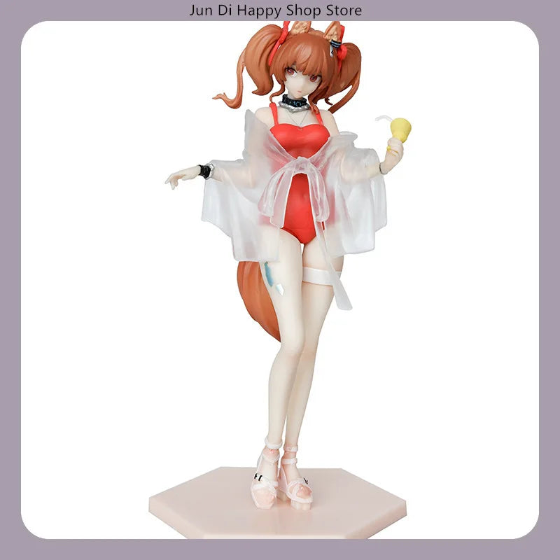 17cm Arknights Angelina Summer Swimsuit Standing Pose Anime Figure Model Statue Collection Desktop Decoration Ornament Toy Gift
