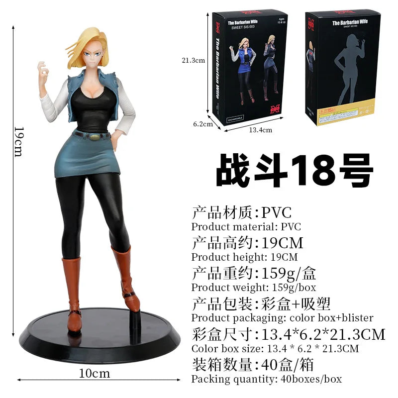 Anime Dragon Ball Z No. 18 Lazuli Android 18 Vegeta PVC Action Figure DBZ Sexy Girl Model Collectible Toys