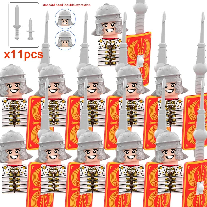 11pcs Medieval Dragon Knights Heavy armor Bricks Assemble Action Figures accessories Model