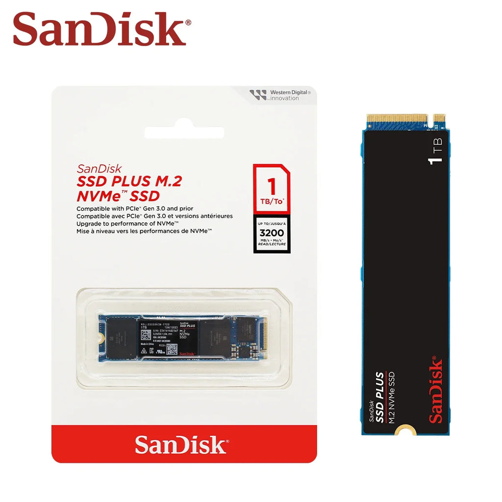 SanDisk M.2 2280 NVMe SSD PLUS PCIe Gen 3.0 Internal Solid State Drive 250GB 500GB 1TB 2TB Hard Disk Original Hard Drive for PC
