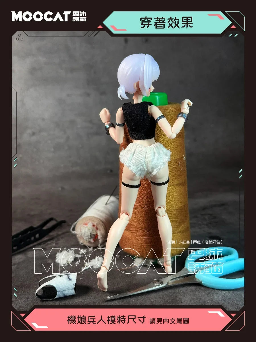 【20days made】 1/12 Female Soldier Girl Trendy Black Shirt Vest Handsome Fit OB11 Kotobukiya Romankey 6in Action Figure Model