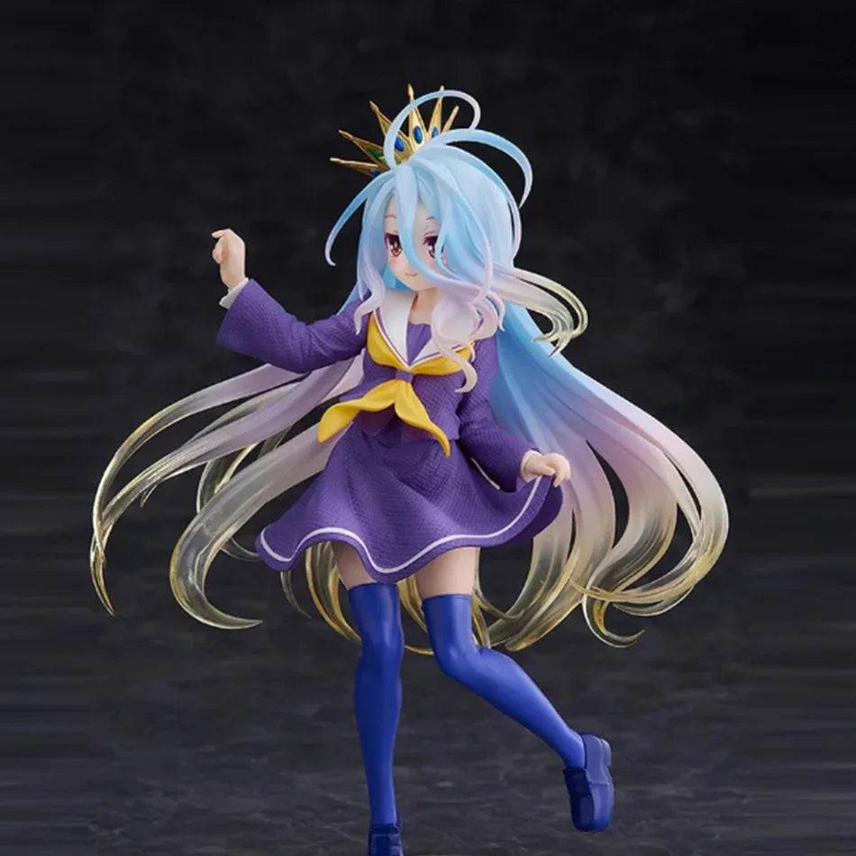 18cm No Game No Life Anime Figure - Shiro with Cat Ear School Uniform PVC Action Figure Collectible Toy Gift