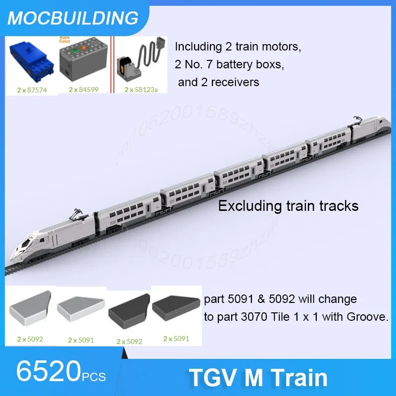 MOC Building Blocks TGV M Train Model DIY Assemble Bricks Transportation Collection Creative Display Xmas Toys Gifts 6520PCS
