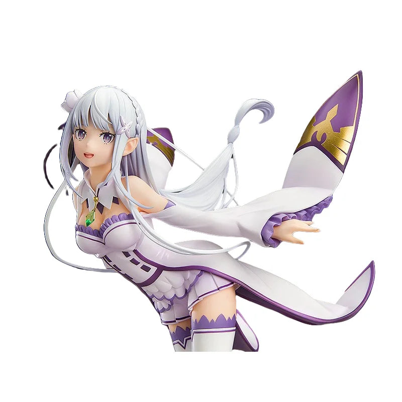 Emilia Action Figure Anime Re Life In A Different World From Zero Women'S Solid Figures Flying Posturecollection Ornament 22cm