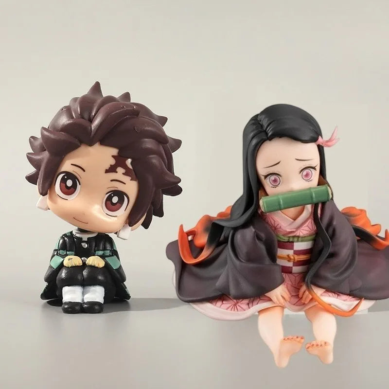 6cm Anime Peripherals Q-version Sitting Kamado Nezuko Tanjirou Figure Model Desktop Ornaments Collection Toy Gifts for Friends