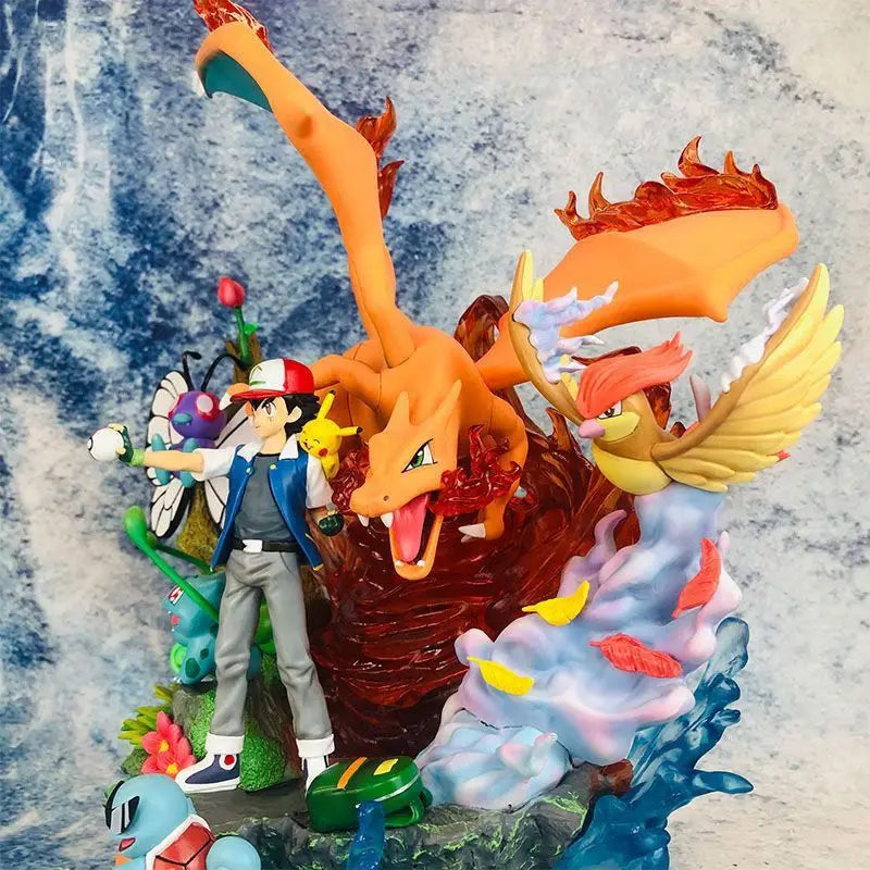 41cm Pokemon Action Figure Ash Ketchum Greninja Family Can Glow Model pvc Desktop Ornament Decorations Holiday Gift Children Toy