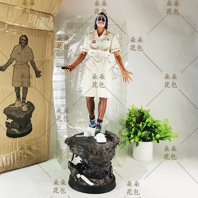 New 54cm Dc Heath Ledger Nurse Uniform Joker Figure Series Handmade Ornament Gk Resin Statue Toy Gift Joker Standing Scene Model