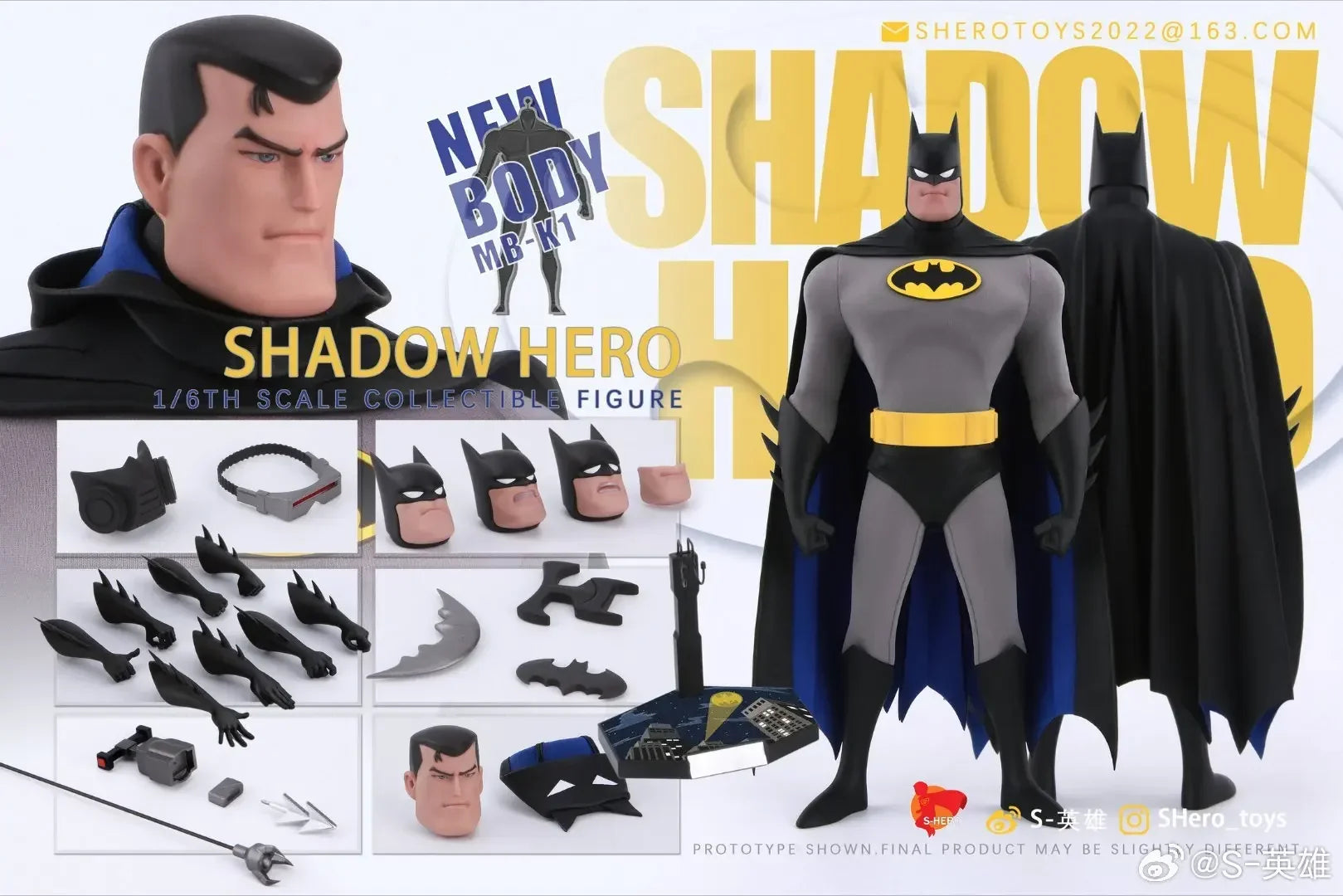 S-hero 1/6 Scale Animated Version of Batman Night Knight Superman Action Figure SH004 SH005 Ready-made Model Toy Collection Gift