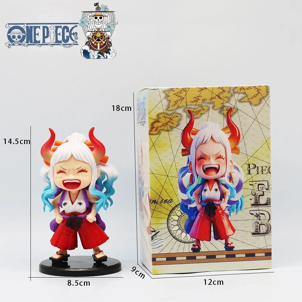 One Piece Figure - Sitting Q Version Laughing Ace & Yamato GK Set, Anime Collectible Car/Desktop Decor