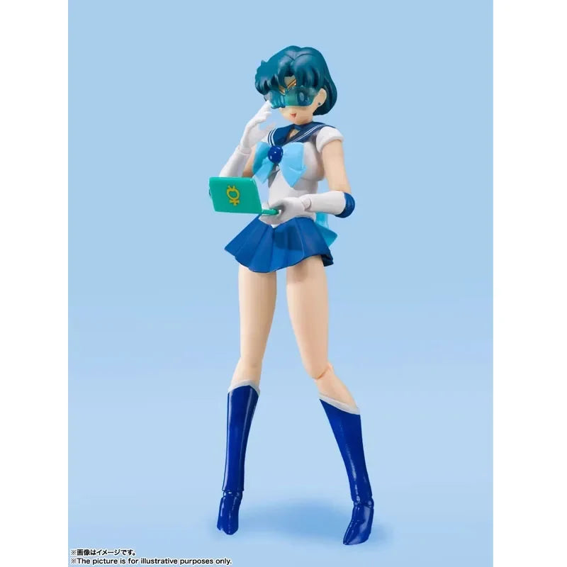 Bandai Genuine SHF Sailor Moon Venus Mars Jupiter Pluto Mercury Animation Color Anime Action Figure Model Toy Gift KidChristmas