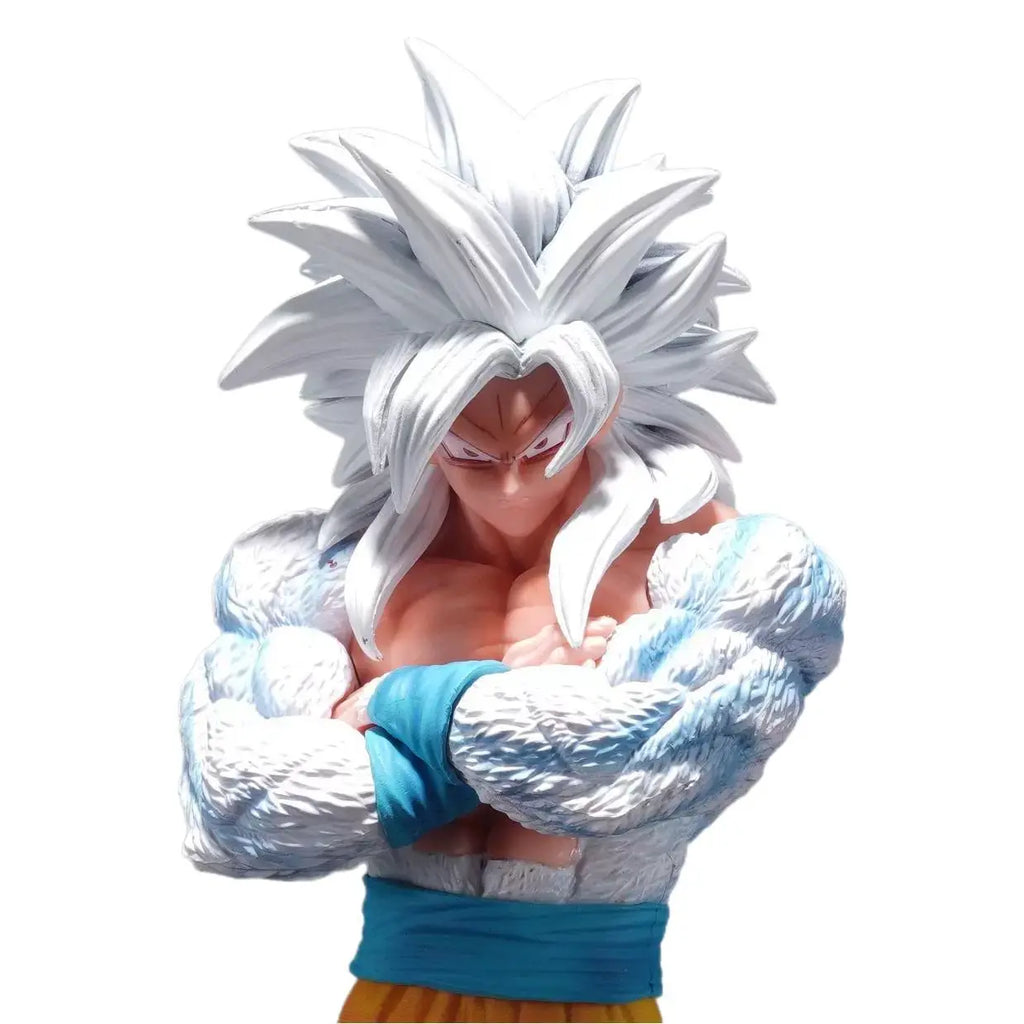 Super Saiyan Super Five Goku White Hair Double Headed Statue Collectible Action Figure Boxed Standing Sculpture Toy