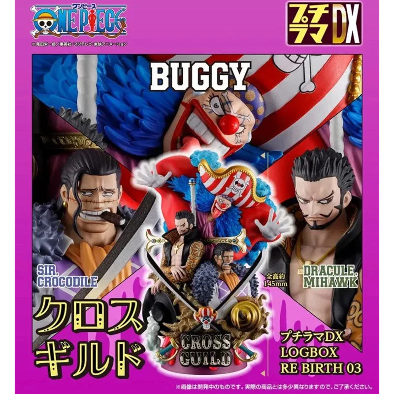 MegaHouse Original DX LOGBOX ONE PIECE Re Birth 03 Anime Figur Buggy Sir Crocodile Dracule Mihawk Actionfigur Spielzeug Kindergeschenke