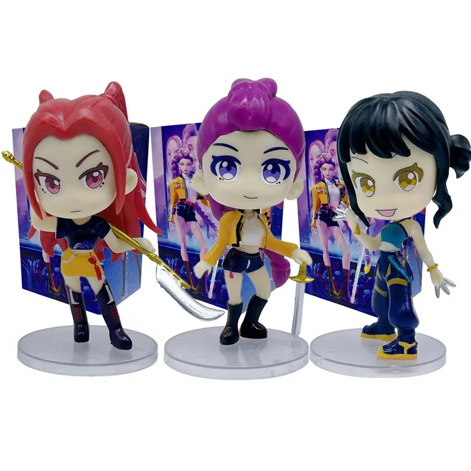 New Q Version Kpop Demon Hunters Figure Toy Cartoon Rumi/Mira/Zoey Action Figure PVC Desktop Decoration Model Doll Toy Fans Gift