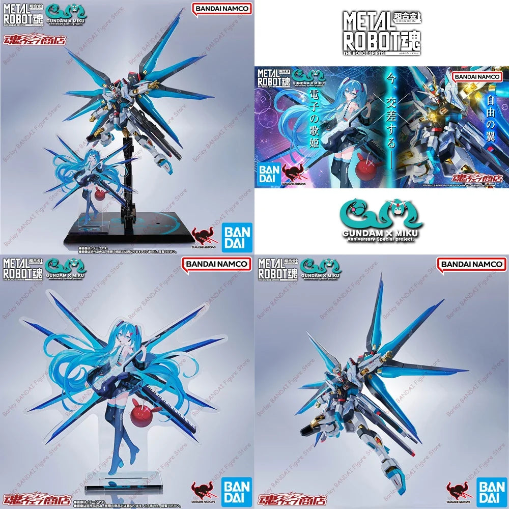Original In Stock BANDAI METAL ROBOT MR SIDE MS STRIKE FREEDOM GUNDAM TYPE II HATSUNE MIKU Ver. Articulated Mecha Model Toy Gift