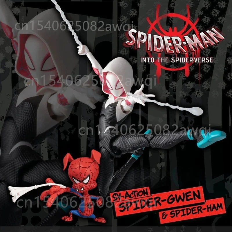 Spiderman Gwen Peter Action Figure Hot Toys Spider-Ham Anime Spider-Verse Collect Sentinel Miles Morales Figures Room Decoration