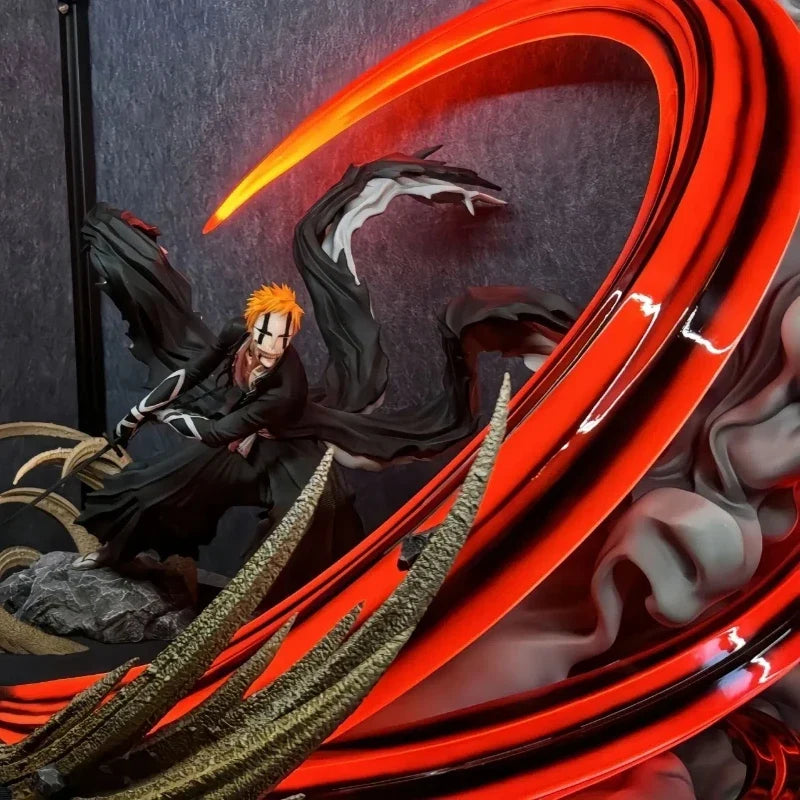 Bleach Protagonist Kurosaki Ichigo Getsuga Tenshō Dual-Head Sculpture  Figure Toys Collect Desktop Decorate Anime Birthday Gifts