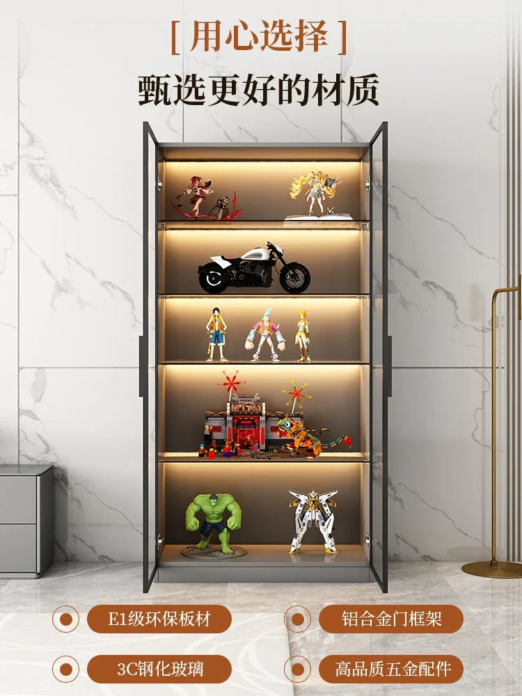 Custom Glass Door Figure Display Cabinet Display Home Living Room Blind Box Toy Lego Model Ornament