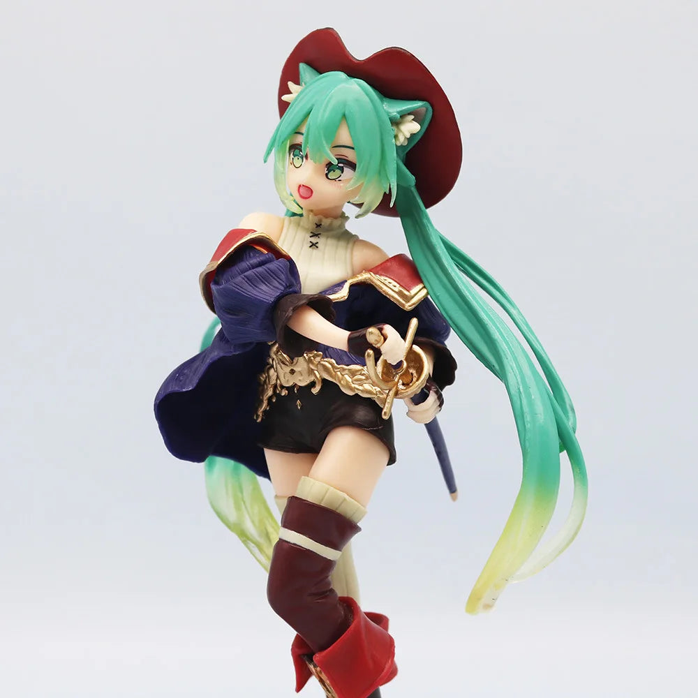 Anime Hatsune Miku Figure Fairy Tale Wonderland Hatsune Miku Puss in Boots Kawaii Action Figures Adult Collection Model Toy Gift