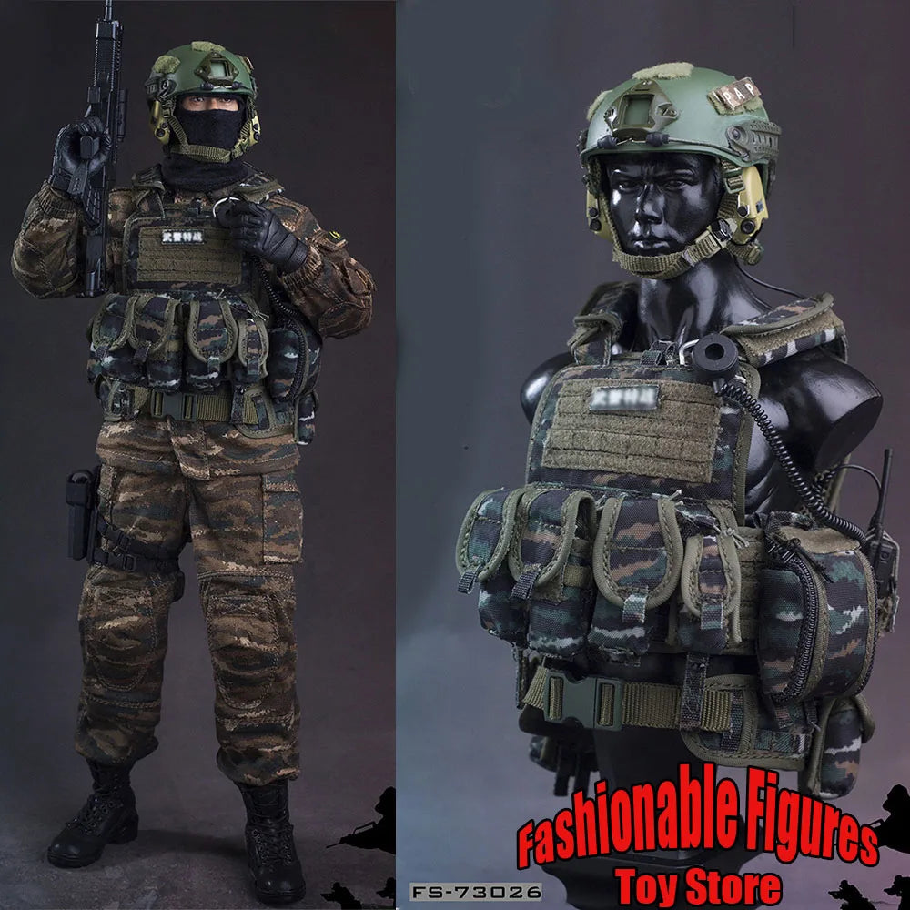 FLAGSET FS73026 1/6 Tactical Camouflage Suit Chinese Armed Police Special Forces Falcon Commando Suits 12" Action Figure Body