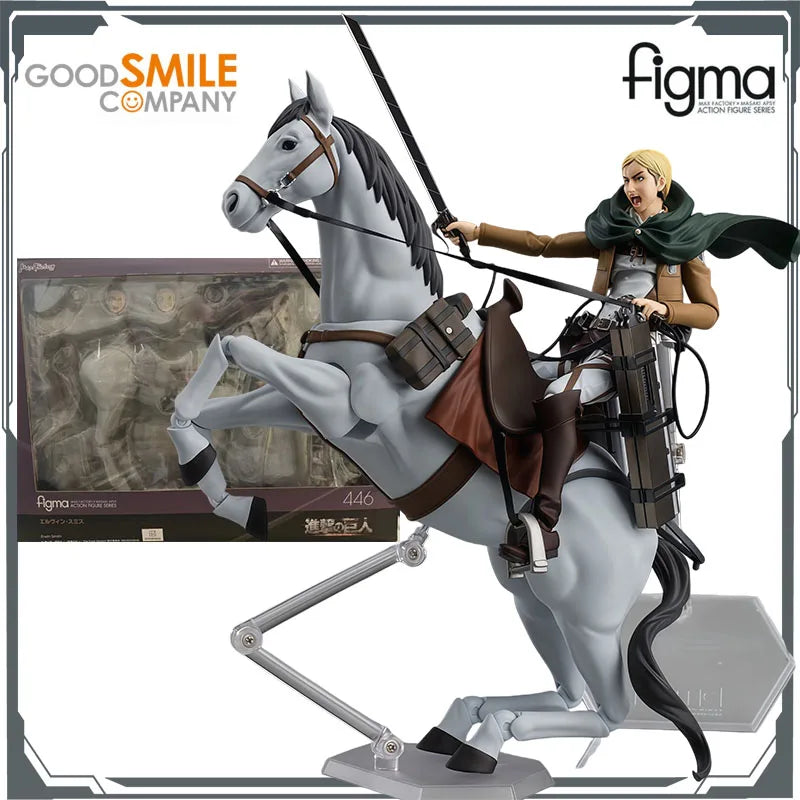 GSC Original Max Factory Figma 446 Erwin Smith Anime Action Figures Toys for Boys Christmas Gift Collectible Model Ornaments