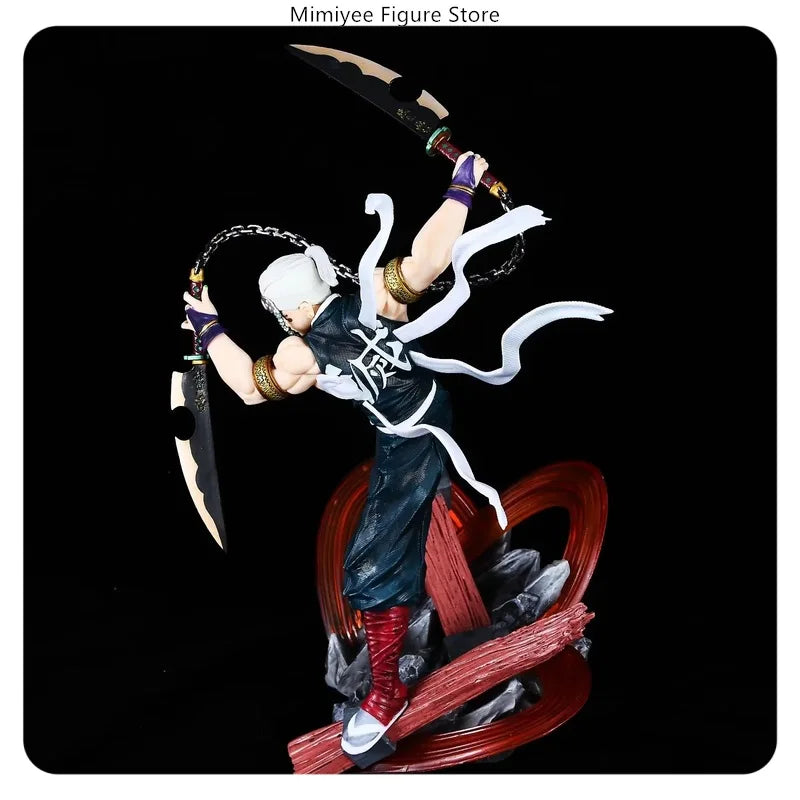 27cm Demon Slayer Tengen Uzui Battle Sound Hashira Double Head Sculpture Battle Scene Model Statue Anime Figure