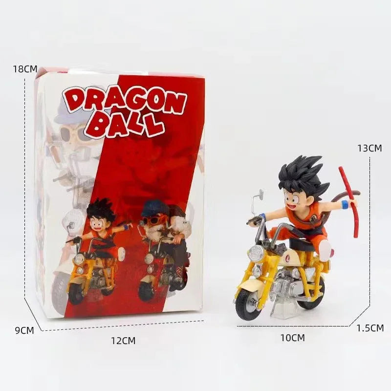 New 13cm Dragon Ball Z Anime Figure Son Goku Master Roshi Locomotives PVC Action Kame Sennin Motorcycle Toys for Children