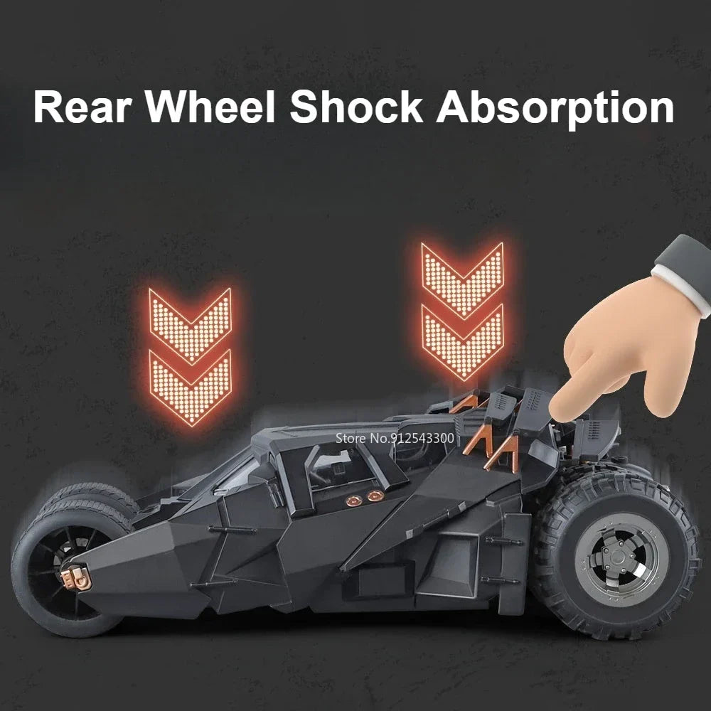 Large Scale 1:18 Batmobile Car Model Toy The Dark Knight Trilogy Sound Light Sliding Spray Alloy Vehicle Models Ornaments Gifts